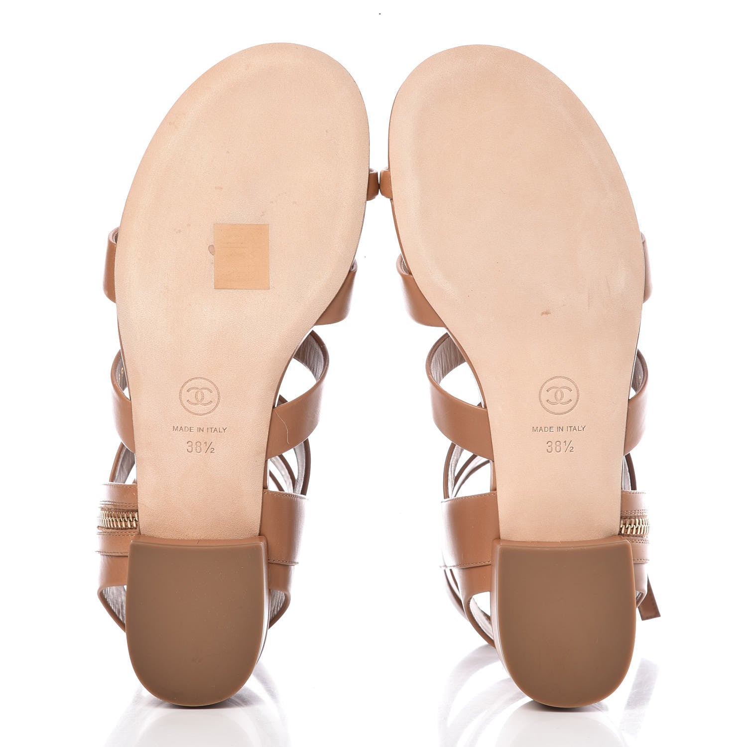 Chanel Calfskin Gladiator Sandals 38.5 Brown 5 of 10