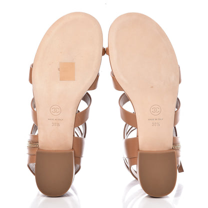 Chanel Calfskin Gladiator Sandals 38.5 Brown 5 of 10