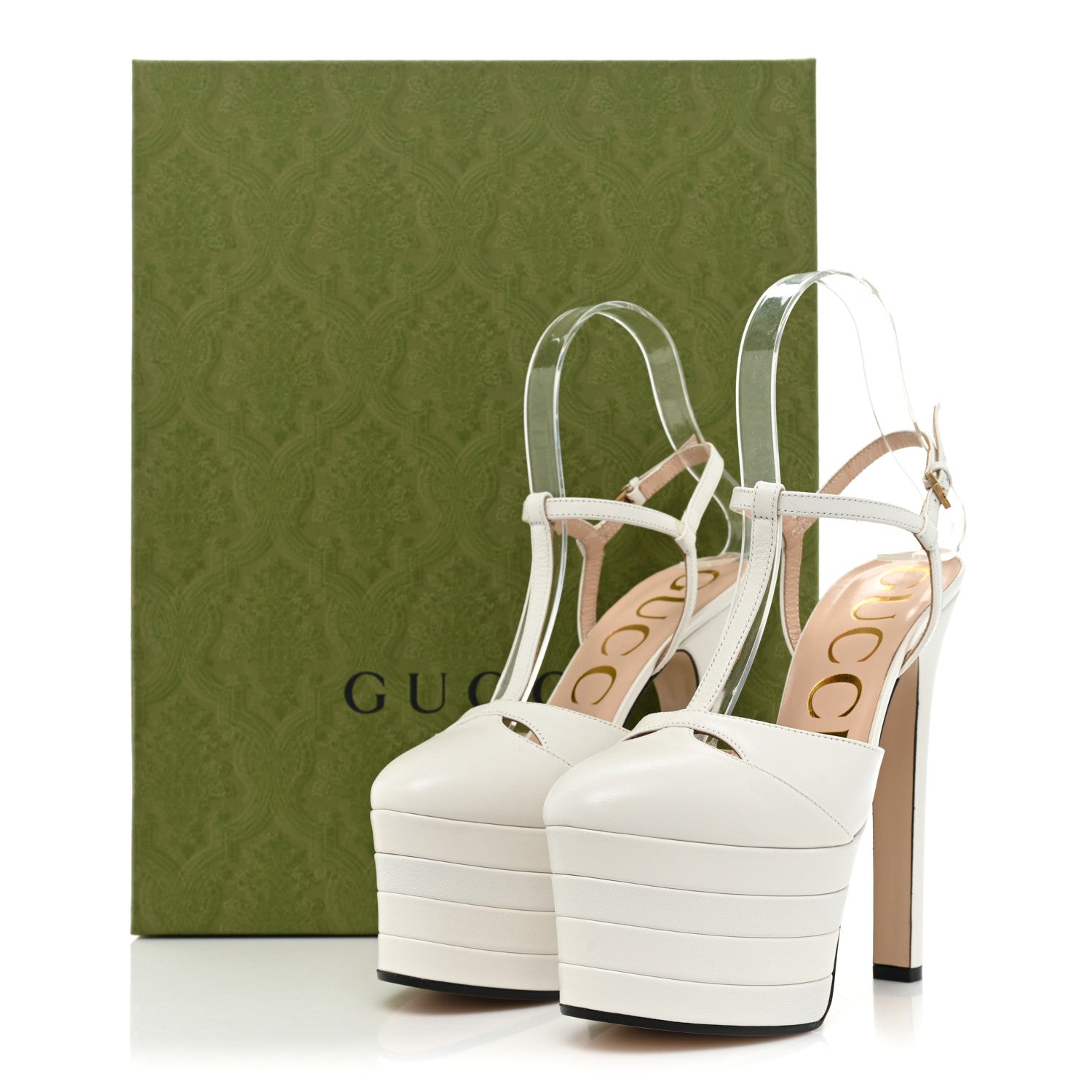 Gucci Malaga Kid Angel T-Strap Platform High Heel Pumps 36 Great White 15 of 15
