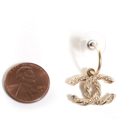 Chanel Crystal Twisted CC Dangle Earrings Gold 2 of 4