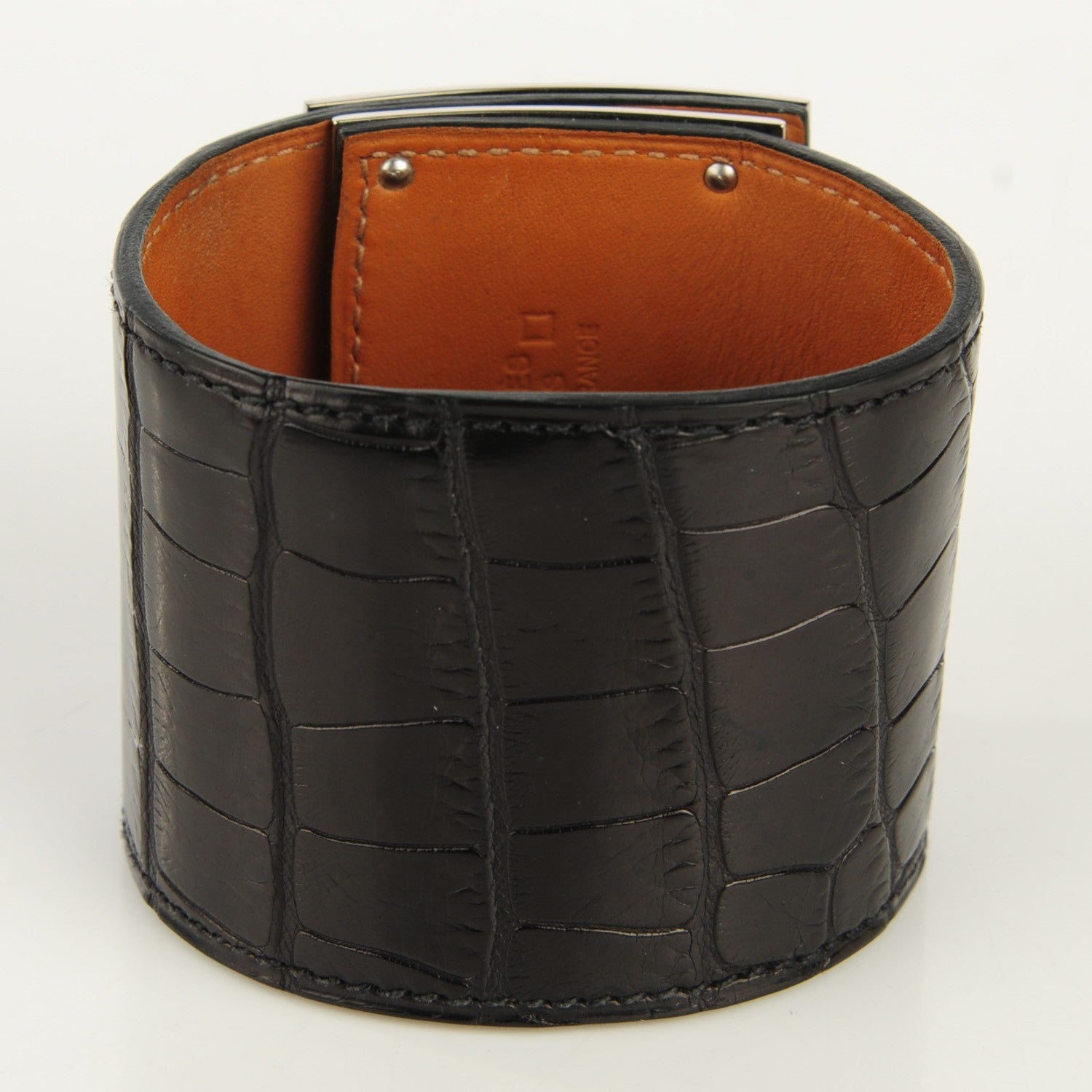 Hermes Matte Alligator Kelly Extreme S Bracelet Black 3 of 10