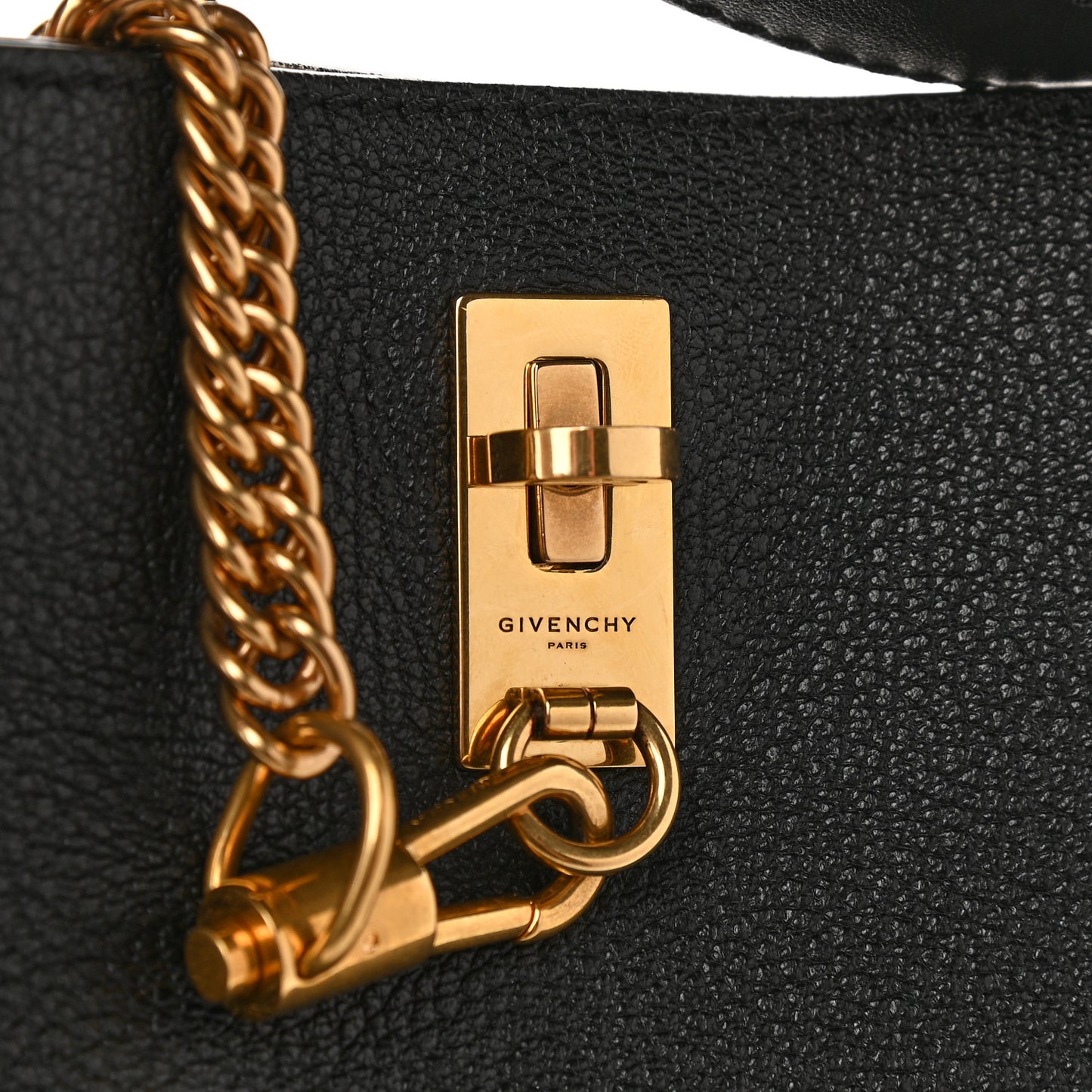 Grained Calfskin GV Bucket Bag Black