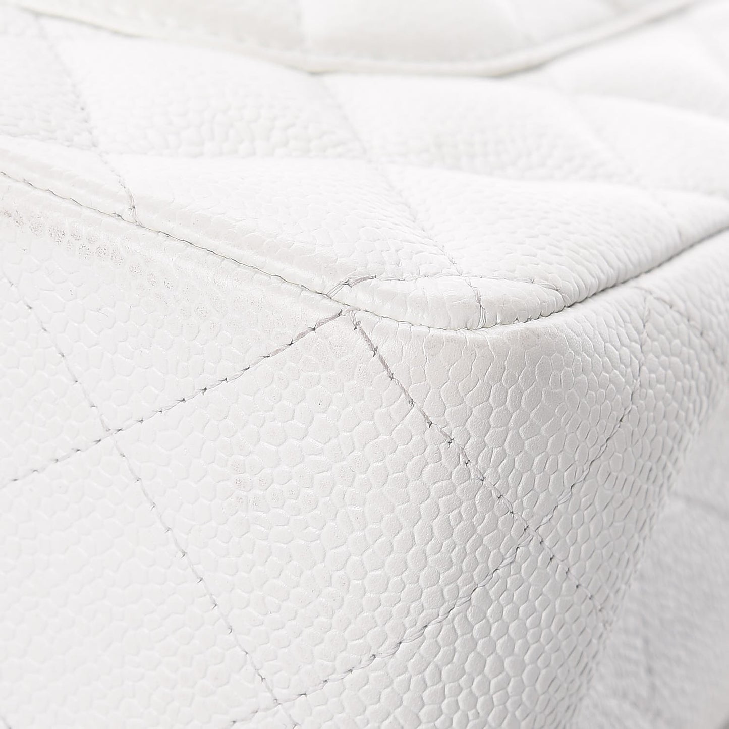 Caviar Quilted Jumbo Double Flap White