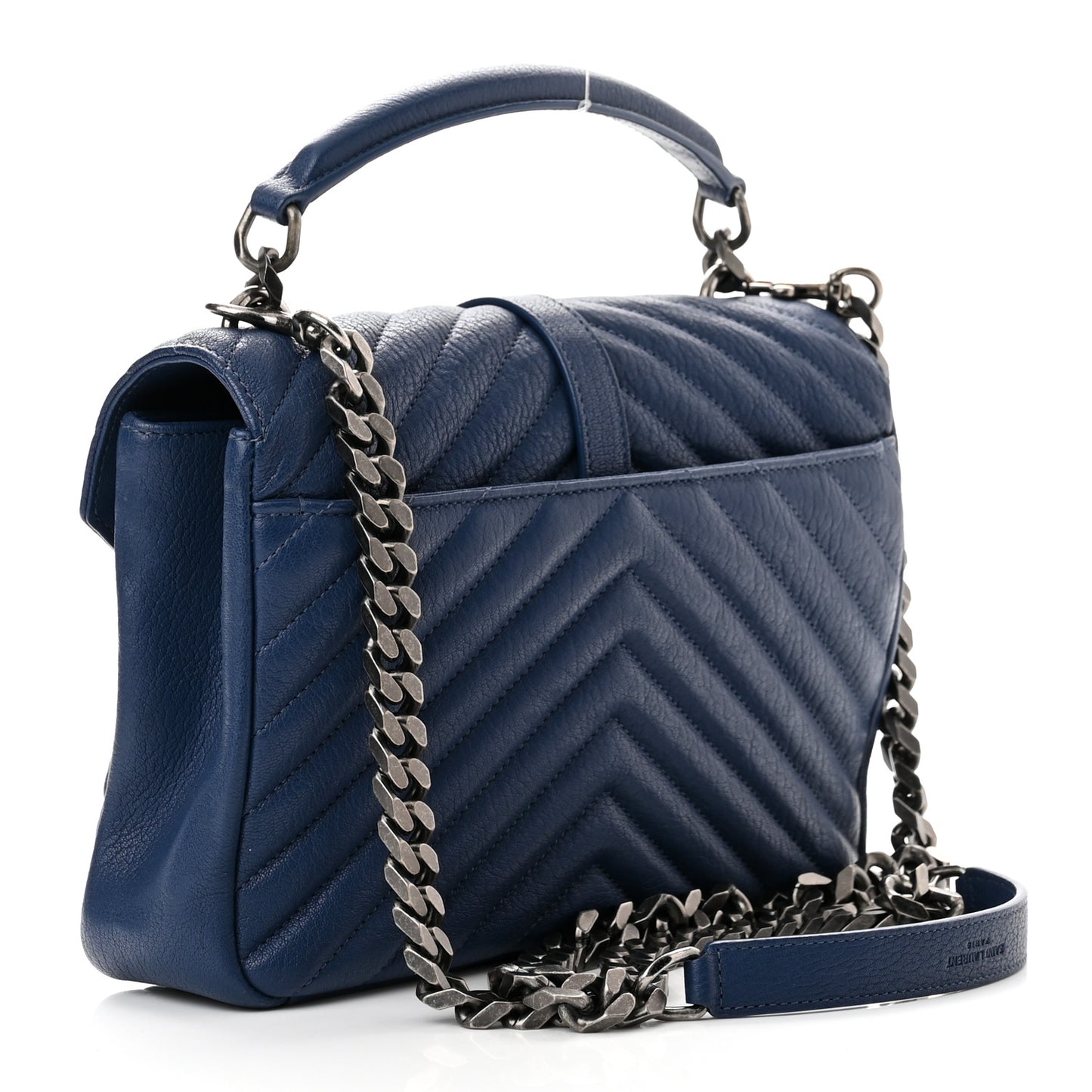 Sheepskin Matelasse Chevron Monogram Medium College Bag Royal Blue