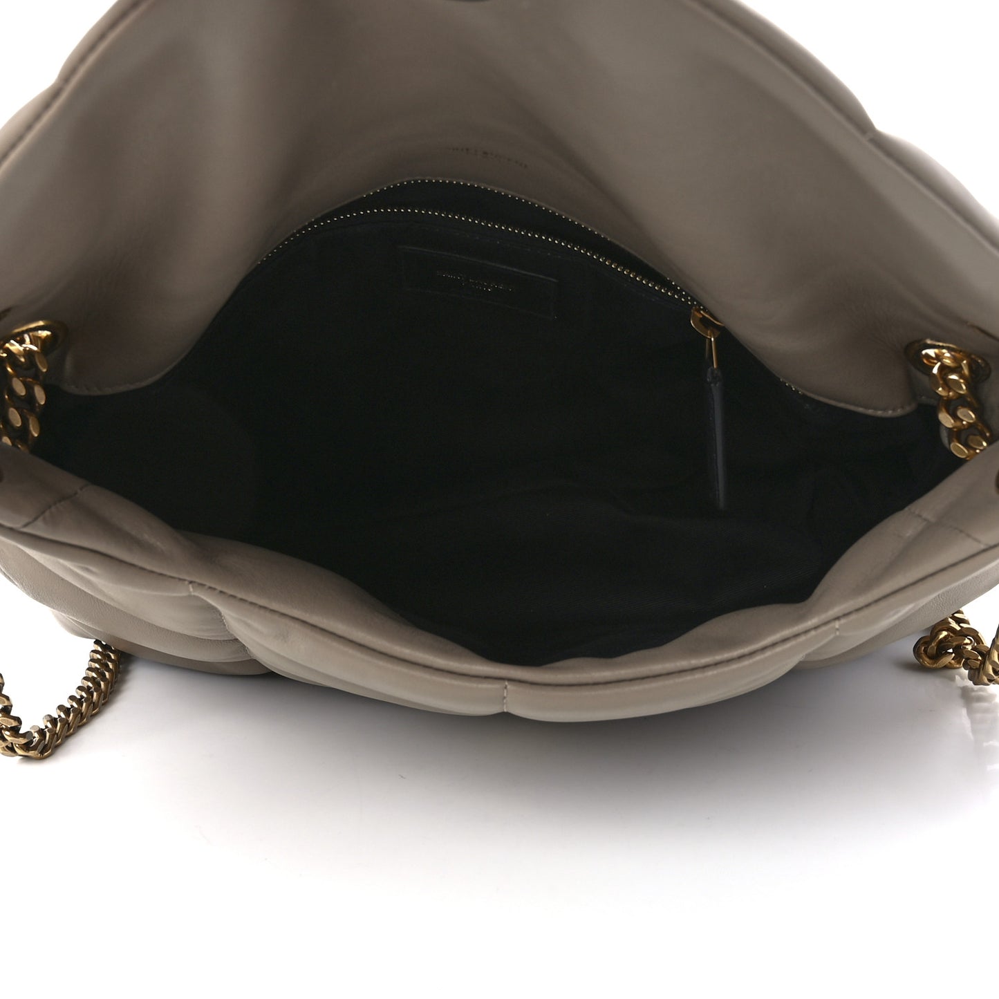 Lambskin Quilted Medium Loulou Puffer Monogram Chain Satchel Dark Beige