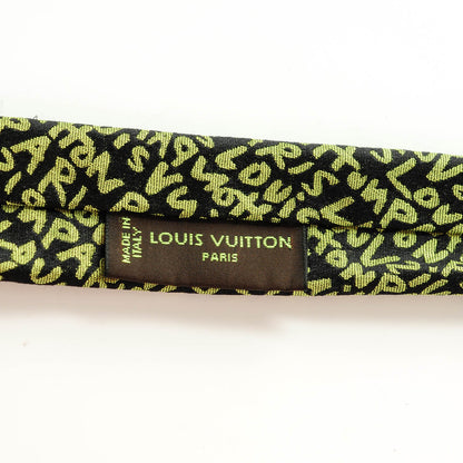 Louis Vuitton Silk Graffiti Mens Skinny Neck Tie Green 3 of 4
