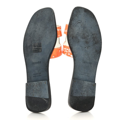 Hermes Calfskin Printed Peinture Fraiche Oran Sandals 37 White Orange 5 of 8