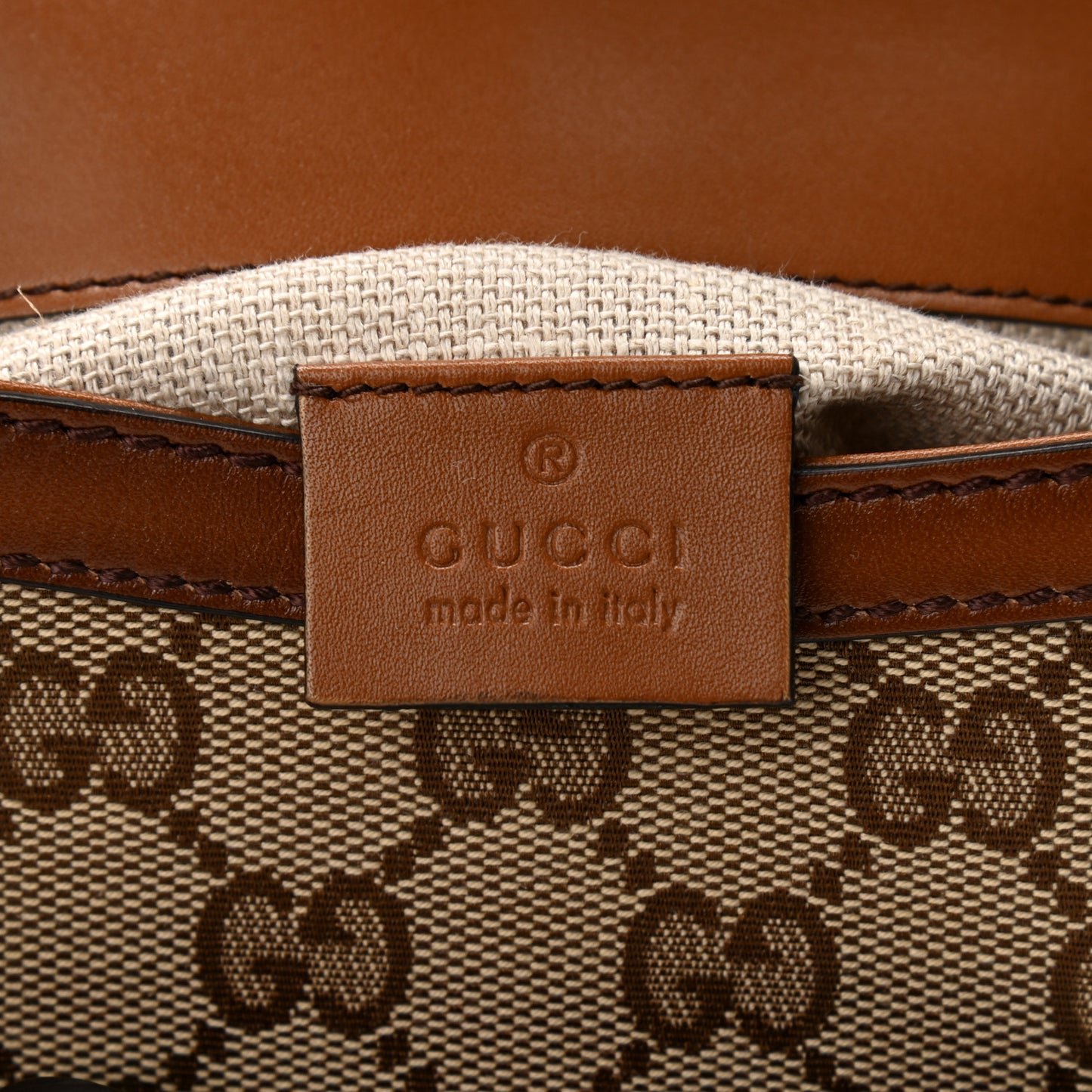 Monogram Small Lady Web Shoulder Bag Beige Cuir