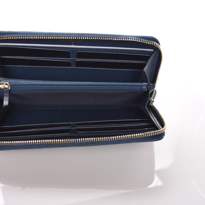 Chanel Metallic Caviar Quilted Large Gusset Zip Around Wallet Dark Blue 5 of 11