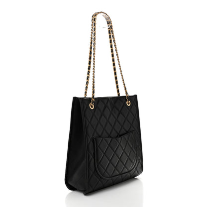 Chanel Caviar Quilted Sweet Vertical Shopping Tote Black 2 of 12
