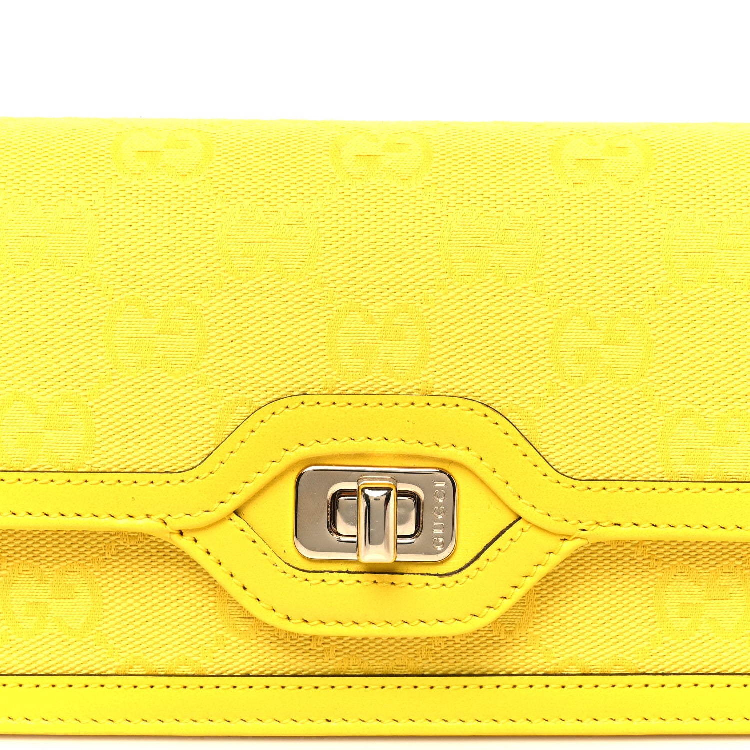 Gucci GG Monogram Scratch Lux Calfskin Mini Luce Shoulder Bag Yellow 7 of 9