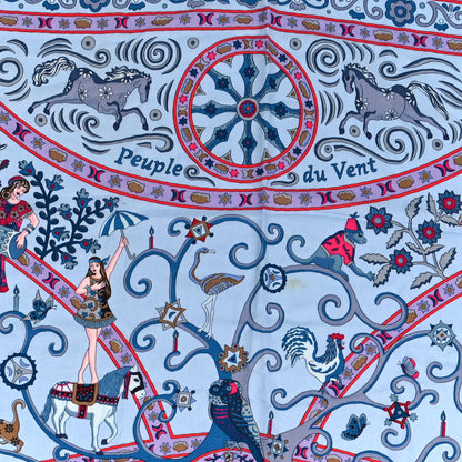 Hermes Cashmere Silk Peuple Du Vent Shawl 140 5 of 6