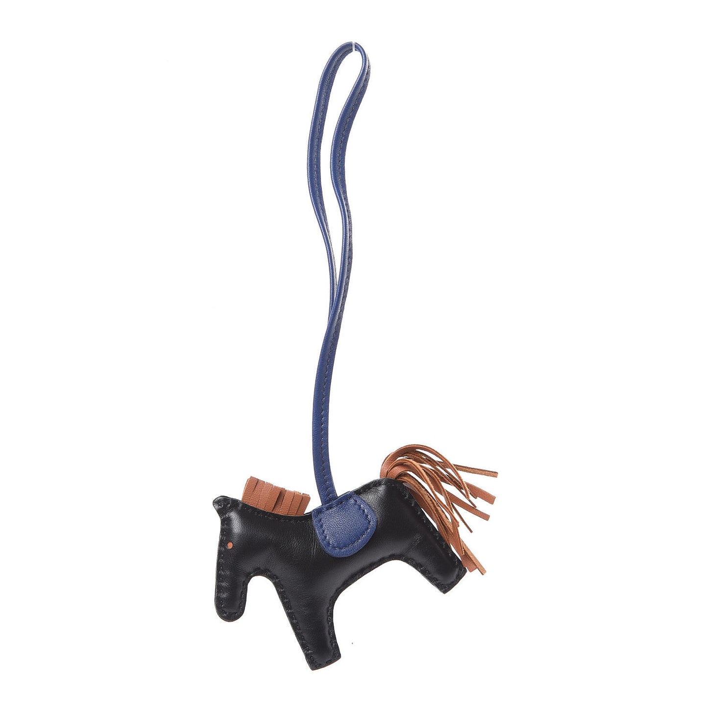 Milo Lambskin Grigri Rodeo Horse Bag Charm PM Black Bleu Saphir Gold