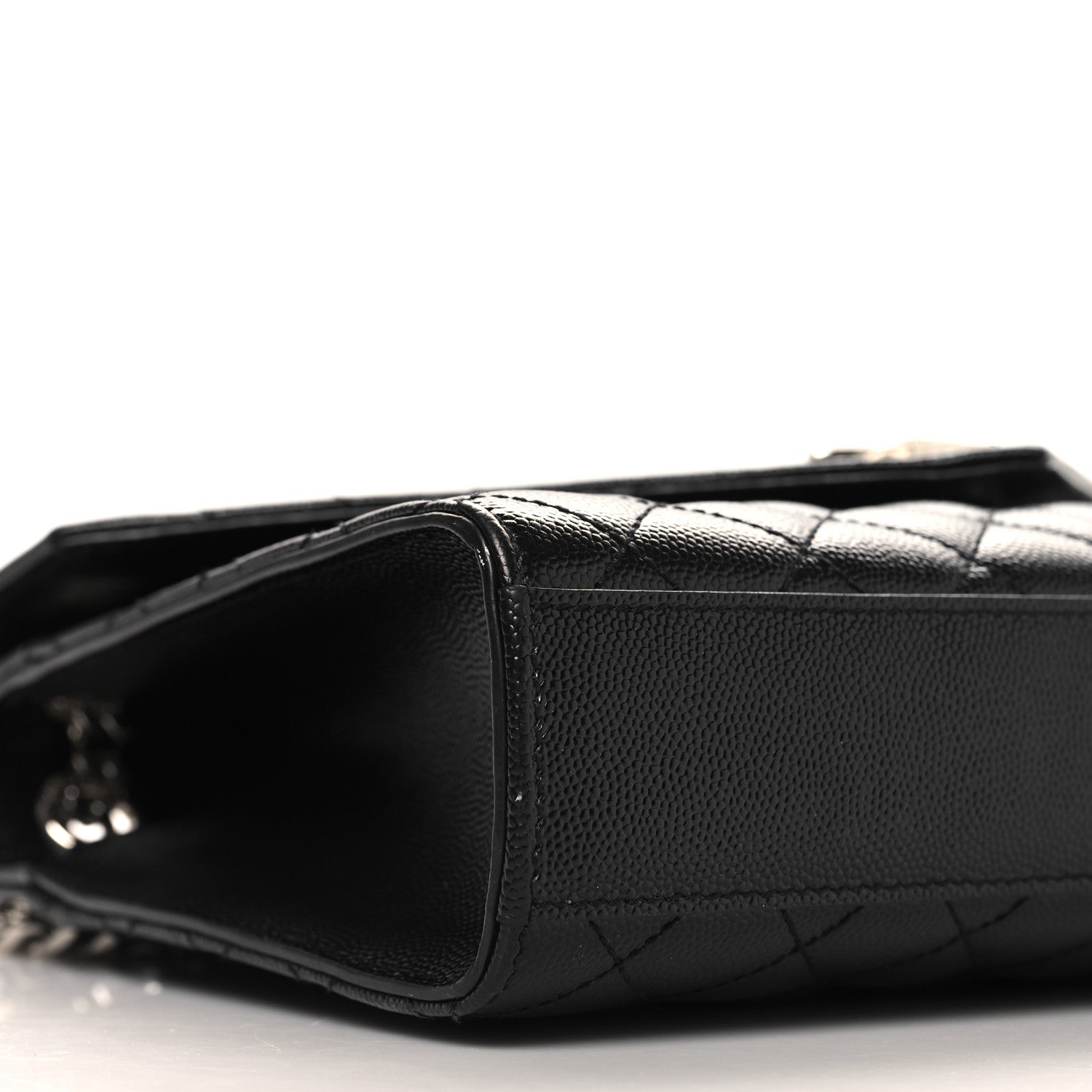 Saint Laurent Grain De Poudre Textured Mixed Matelasse Triquilt Medium Monogram Satchel Black 8 of 9