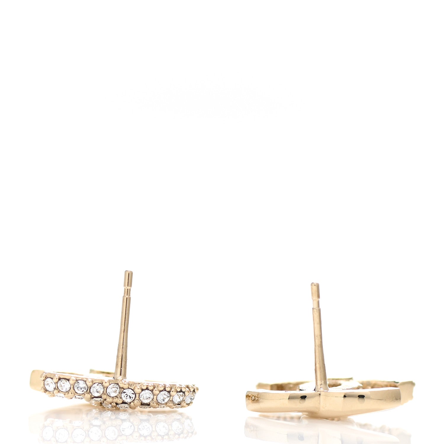 Chanel Crystal Metal CC Earrings Gold 3 of 5