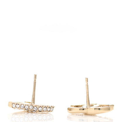 Chanel Crystal Metal CC Earrings Gold 3 of 5