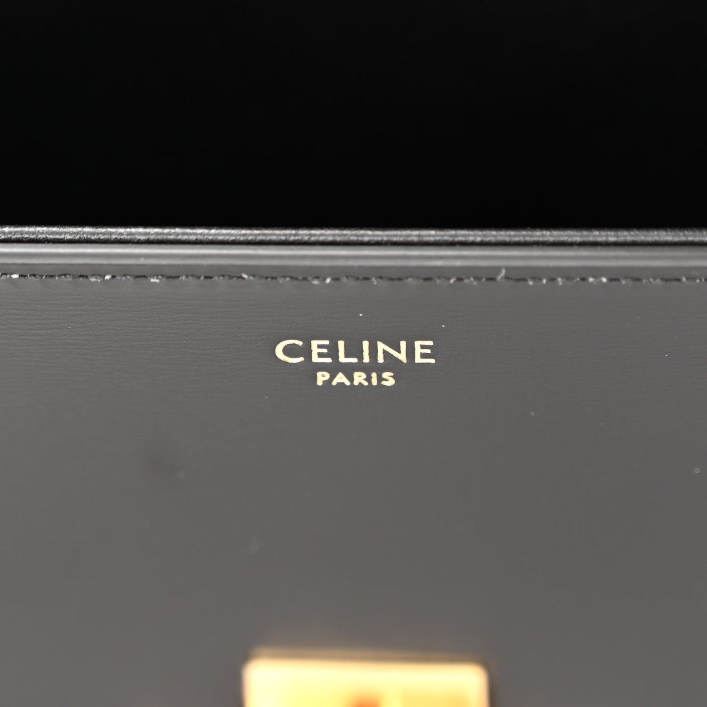 Shiny Calfskin Triomphe Chain Box Bag Black