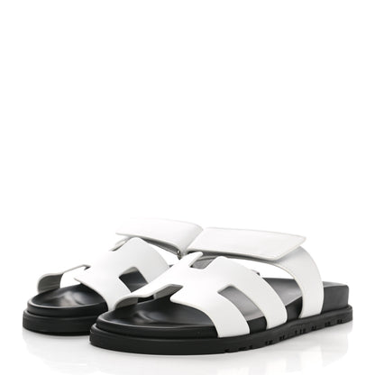 Hermes Calfskin Womens Chypre Sandals 37.5 White 3 of 9