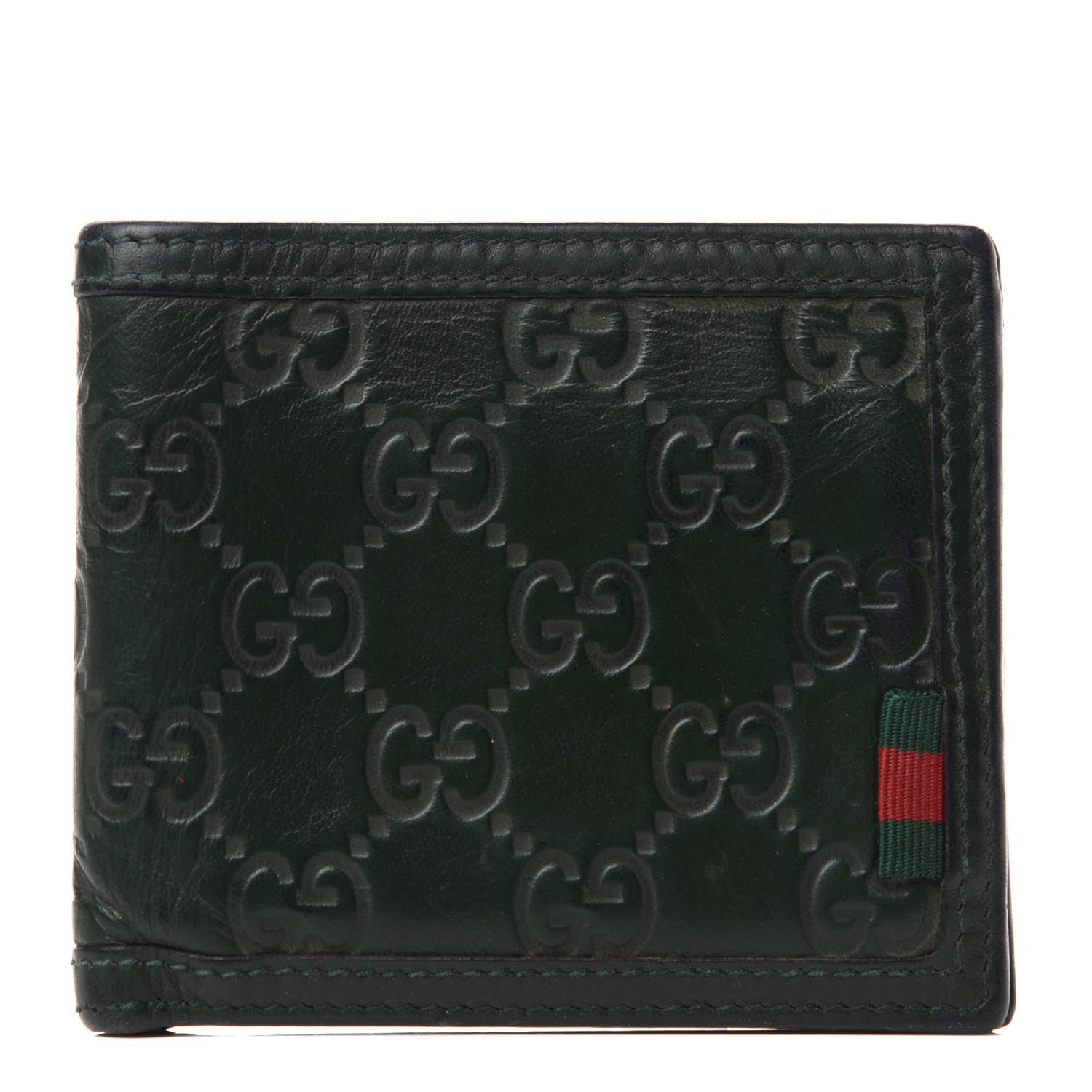 Gucci Guccissima Web Board Bi-Fold Wallet Green 1 of 7