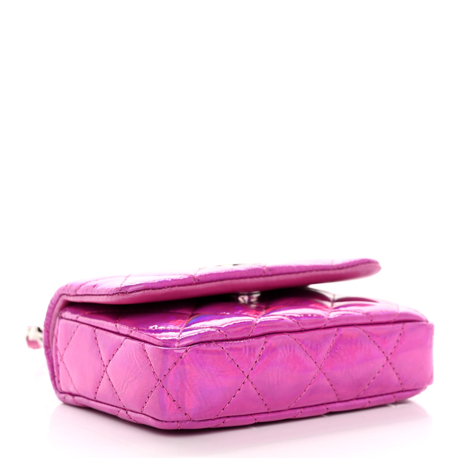 Chanel Iridescent Mirror Goatskin Hook Card Holder Fuchsia 4 of 11