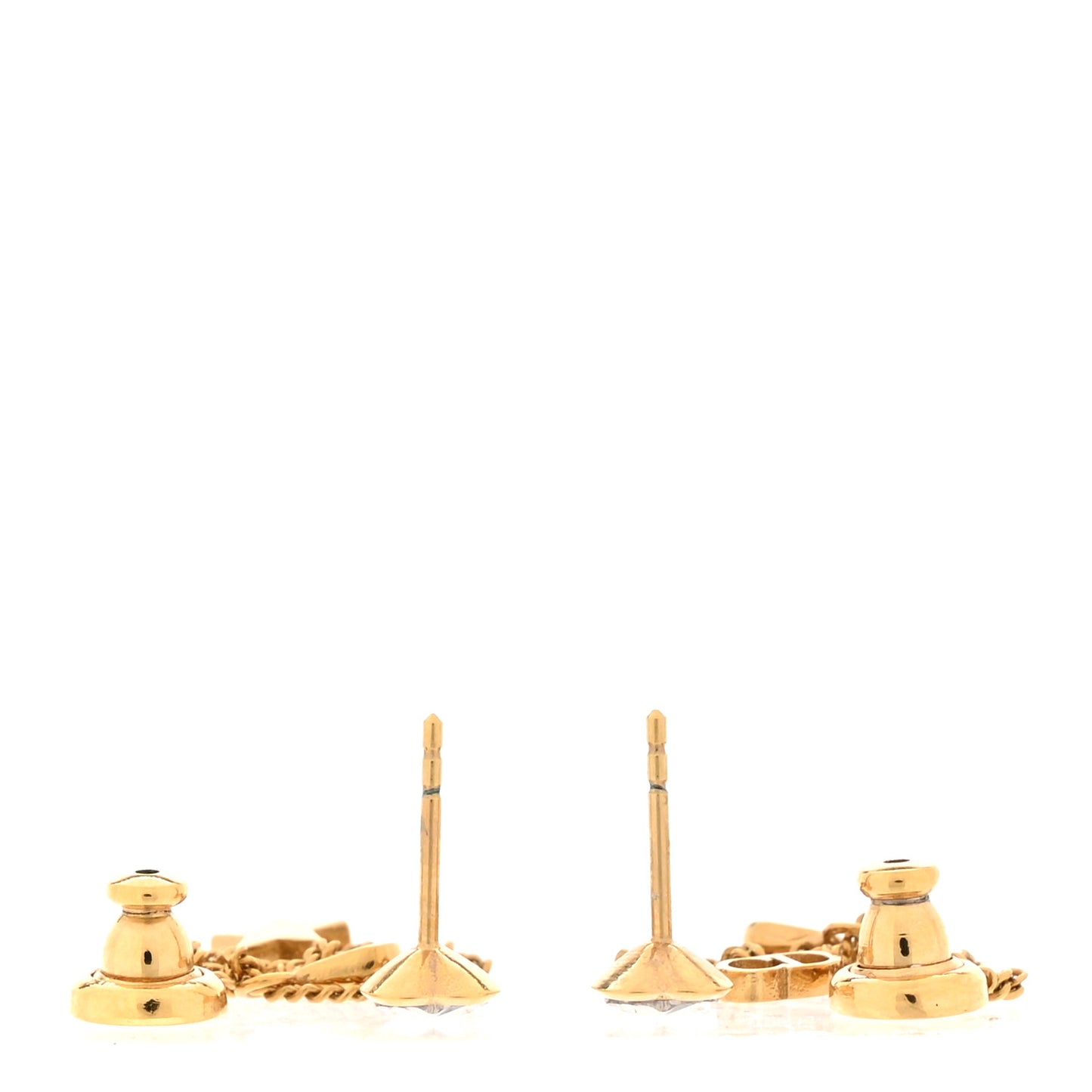 Crystal Heart Dangle Chain Earrings Gold