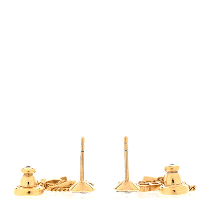 Christian Dior Crystal Heart Dangle Chain Earrings Gold 3 of 4