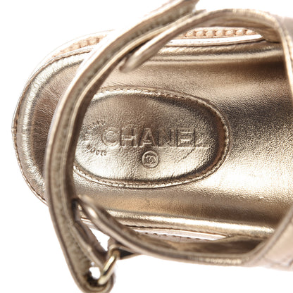 Chanel Iridescent Lambskin Velcro Dad Sandals 37.5 Light Bronze 7 of 10