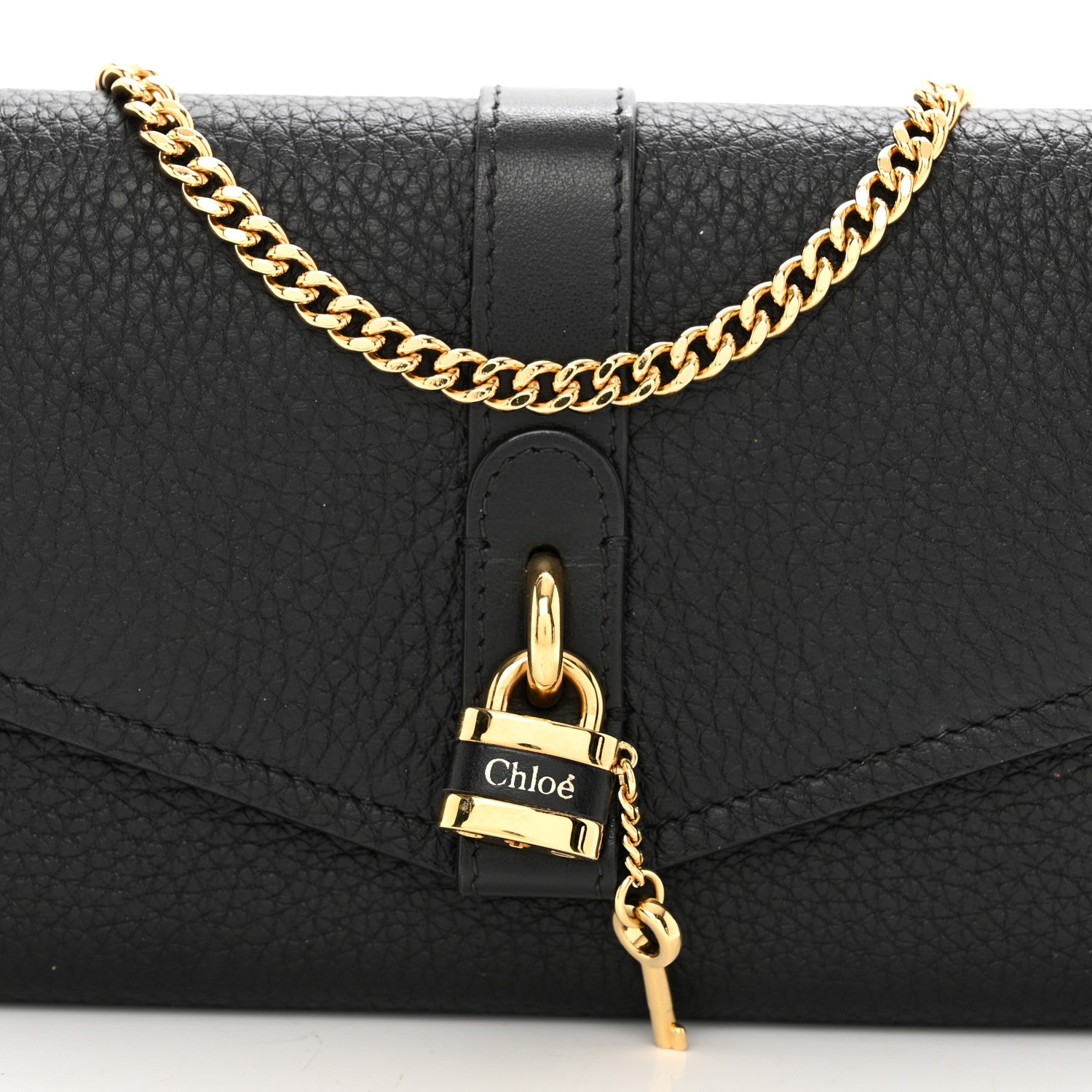 Chloe Shiny Grained Calfskin Aby Wallet on Chain Black 5 of 10