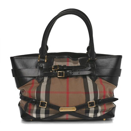 Burberry House Check Bridle Calfskin Medium Lynher Tote Black 1 of 10