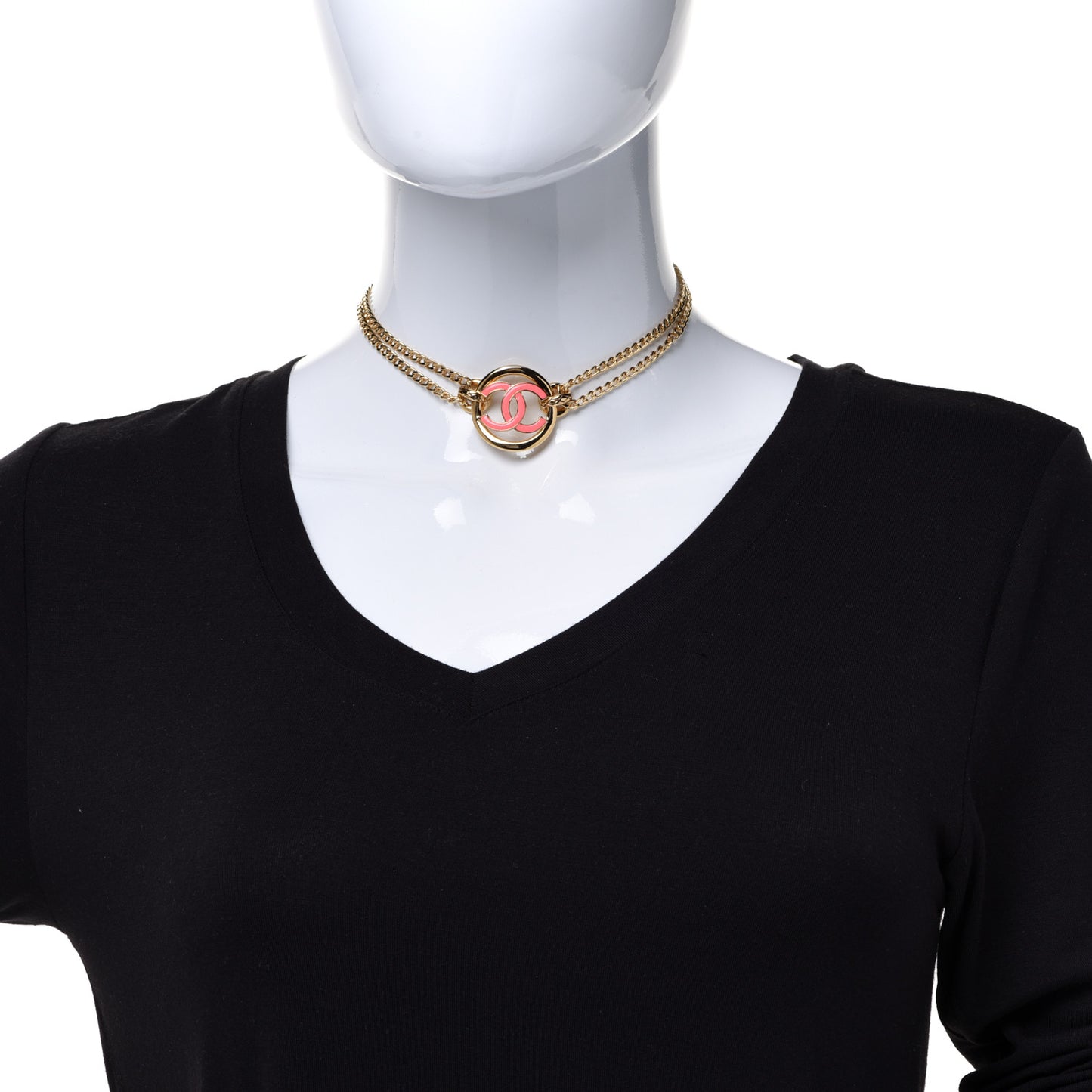 Metal Resin Chain CC Choker Gold Pink