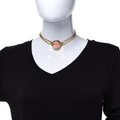 Chanel Metal Resin Chain CC Choker Gold Pink 2 of 6