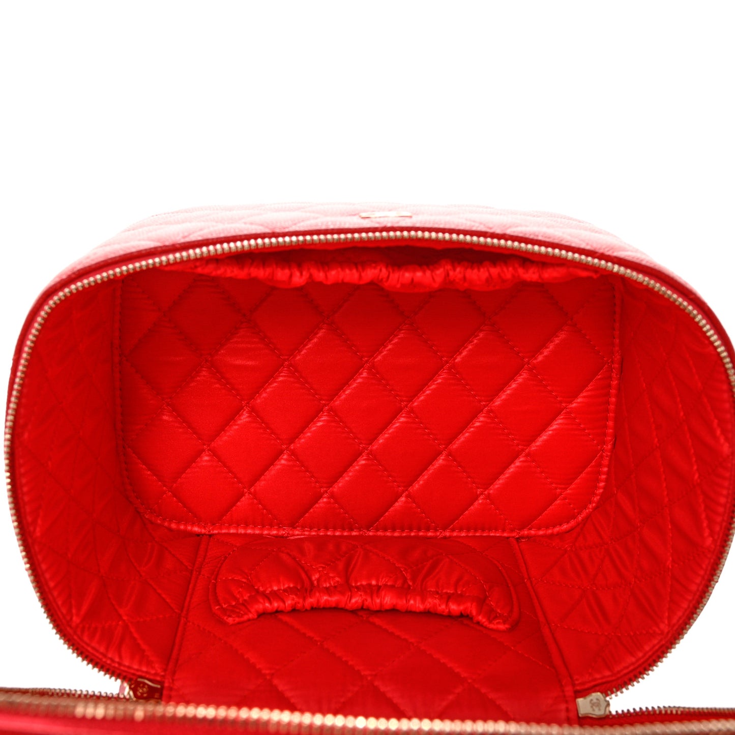 Caviar Quilted Large Vanity Pouch Red