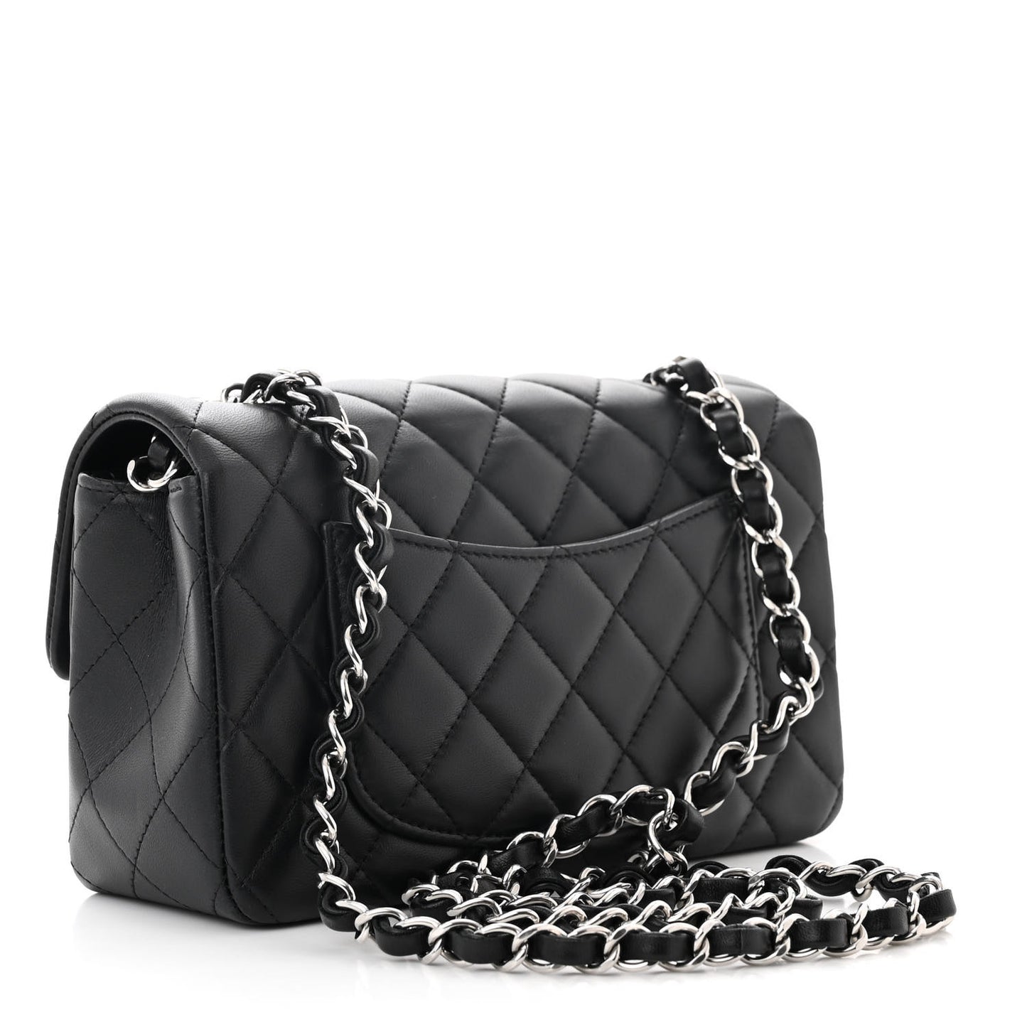 Lambskin Quilted Mini Rectangular Flap Black