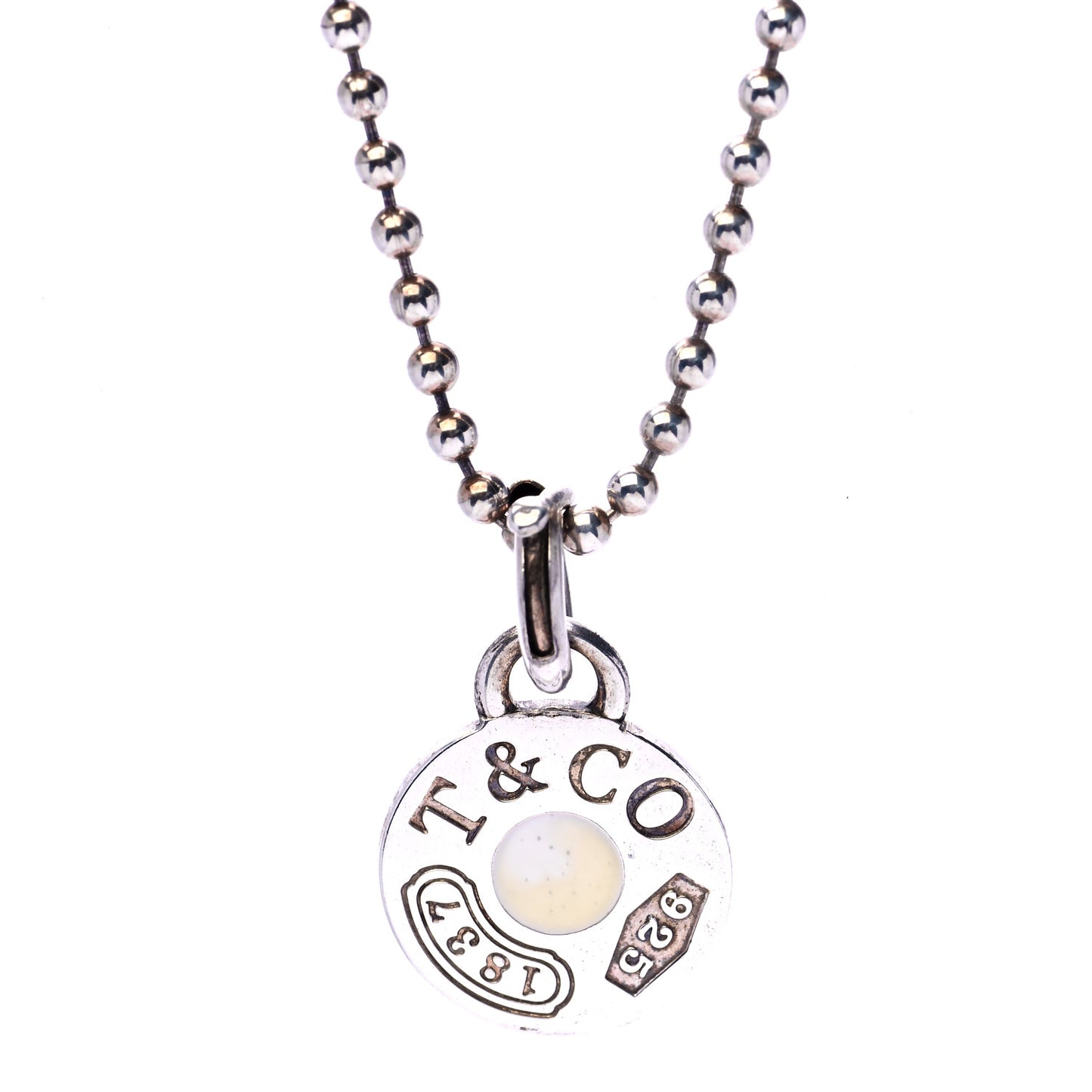 Sterling Silver Enamel 1837 Round Pendant Necklace