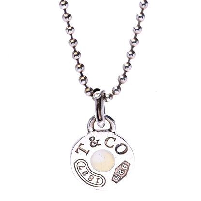 Tiffany Sterling Silver Enamel 1837 Round Pendant Necklace 1 of 6