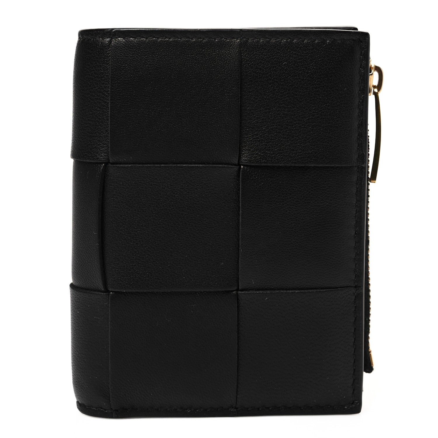 Bottega Veneta Nappa Maxi Intrecciato Small Bi-Fold Zip Wallet Black 1 of 7