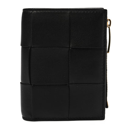Bottega Veneta Nappa Maxi Intrecciato Small Bi-Fold Zip Wallet Black 1 of 7