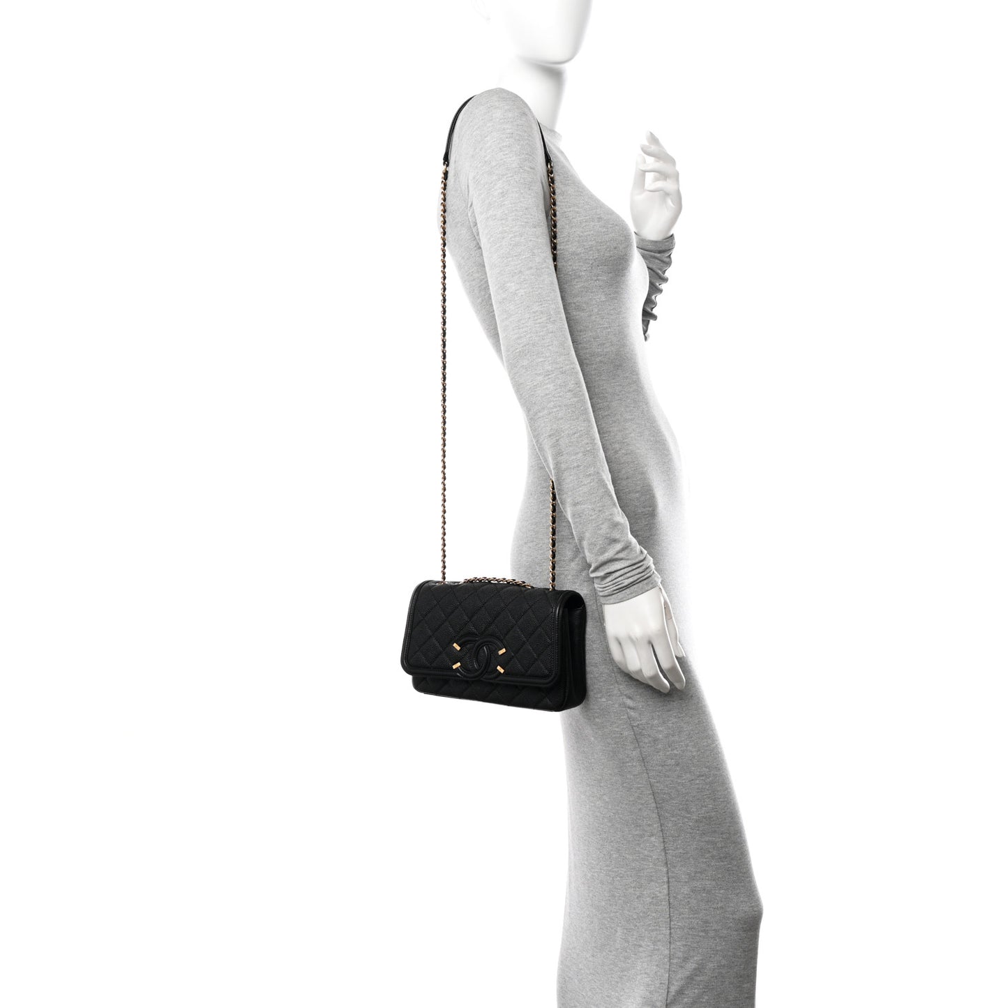 Caviar Quilted Small CC Filigree Flap Black