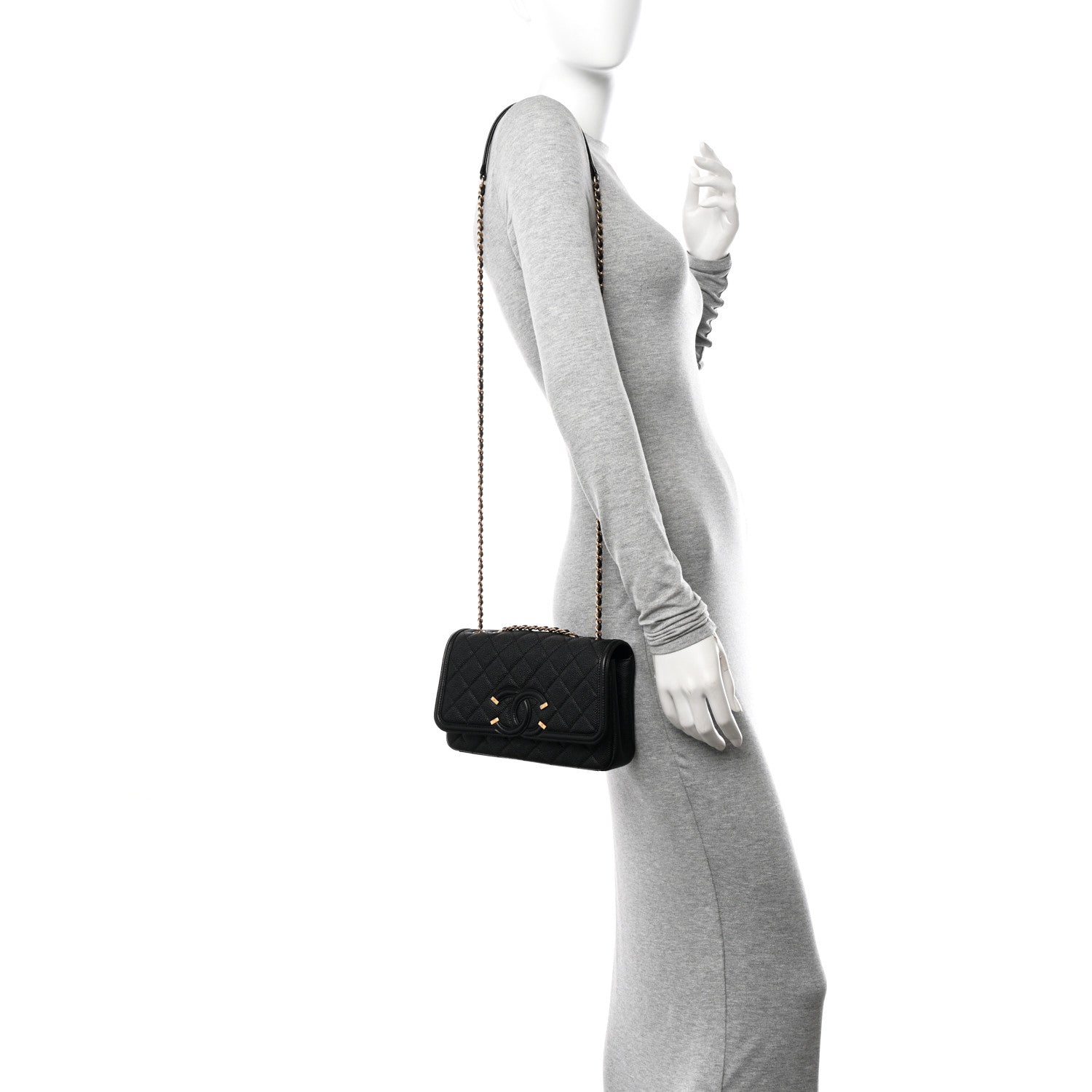Chanel Caviar Quilted Small CC Filigree Flap Black 2 of 11