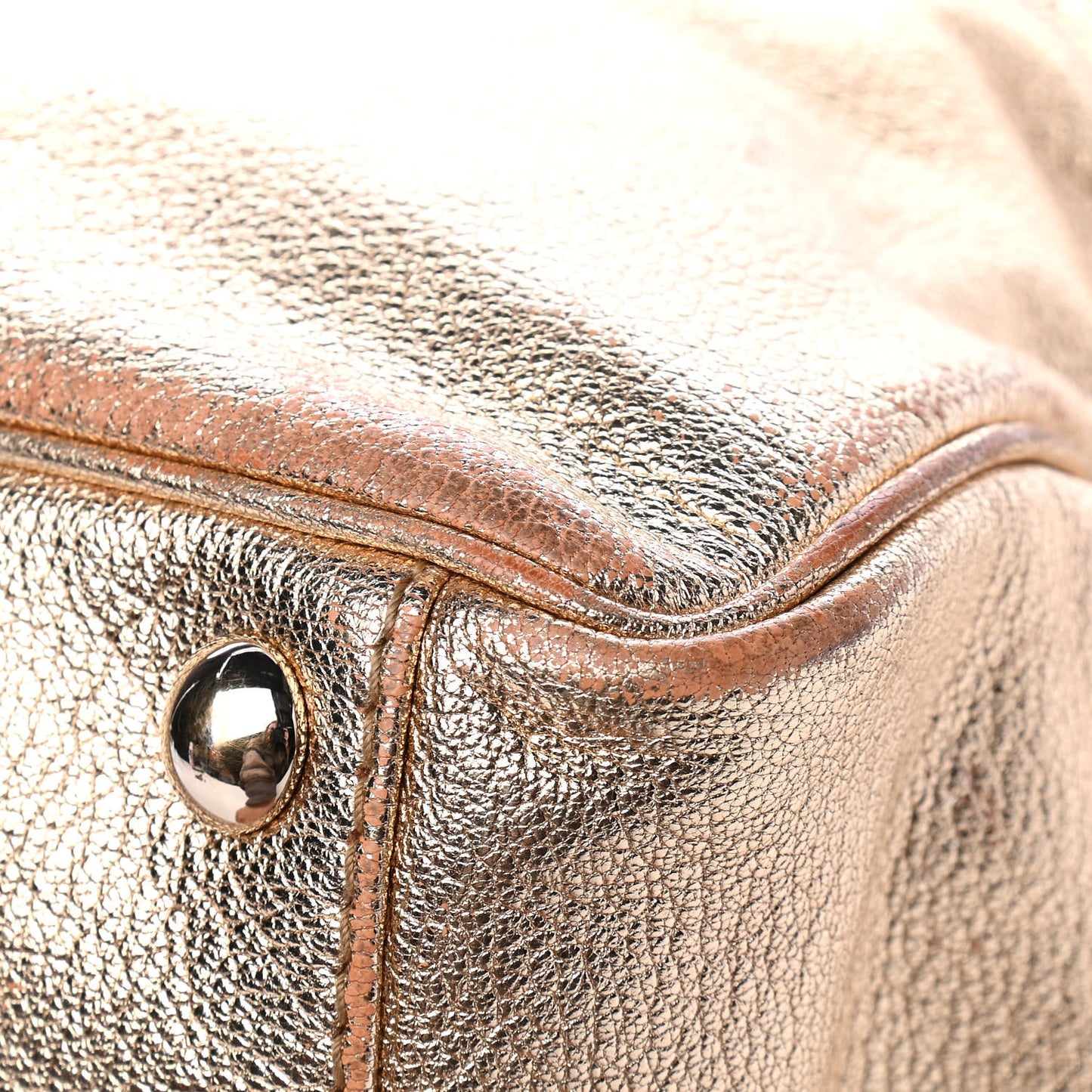 Metallic Textured Patent Large Y-Mail Tote Gold