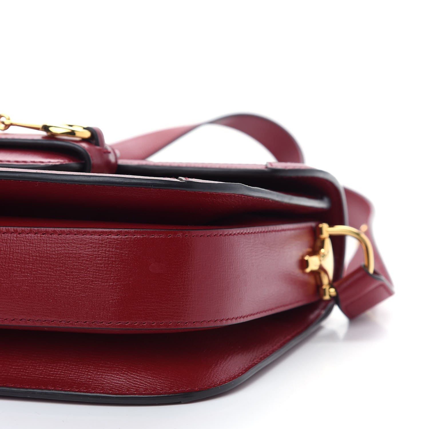 Gucci GG Supreme Monogram Azalea Calfskin Horsebit 1955 Shoulder Bag Beige Ebony New Cherry Red 9 of 9