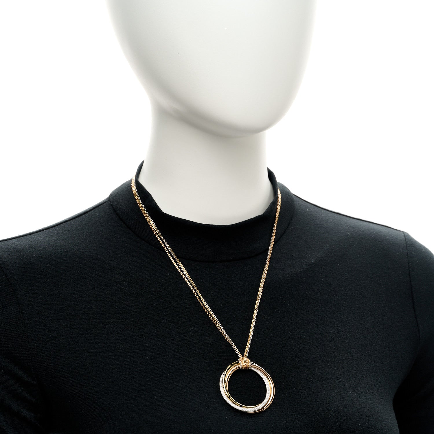 Cartier 18K Pink Yellow White Gold Diamond Black Lacquer Trinity Panthere De Cartier Pendant Necklace 2 of 5