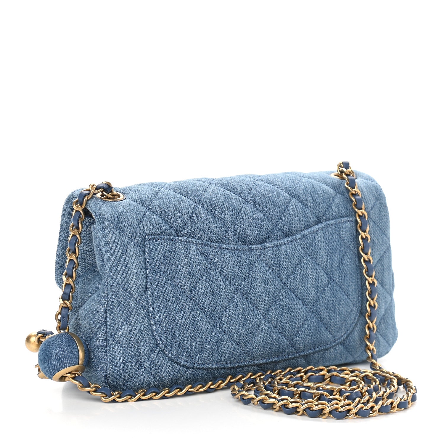 Chanel Denim Quilted Mini Pearl Crush Rectangular Flap Blue 3 of 9