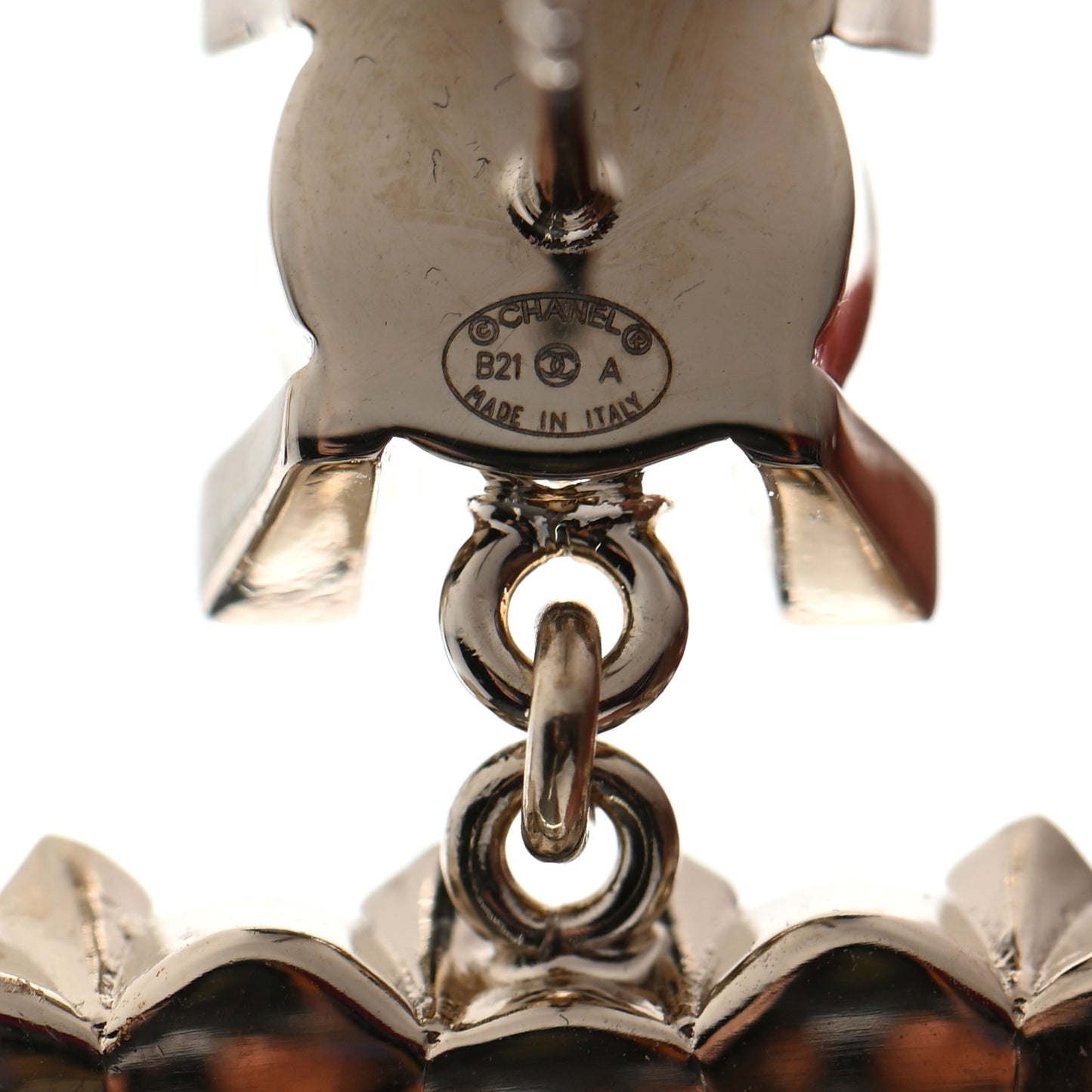 Resin Crystal Pearl CC Drop Earrings Black Gold