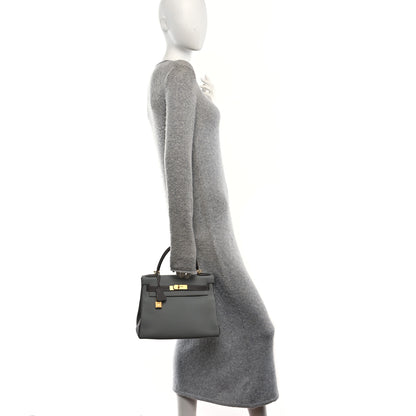 Hermes Togo Horseshoe Kelly Retourne 28 Gris Mouette Etain 2 of 10