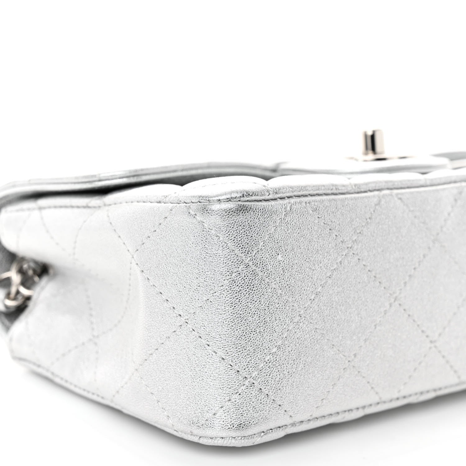 Chanel Metallic Lambskin Quilted Mini Rectangular Flap Silver 9 of 11