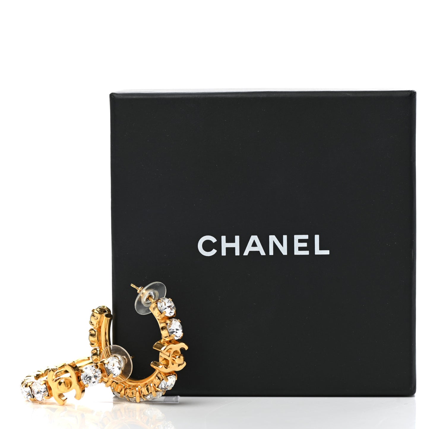 Crystal CC Turnlock Hoop Earrings Gold