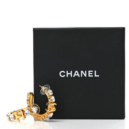 Chanel Crystal CC Turnlock Hoop Earrings Gold 5 of 5