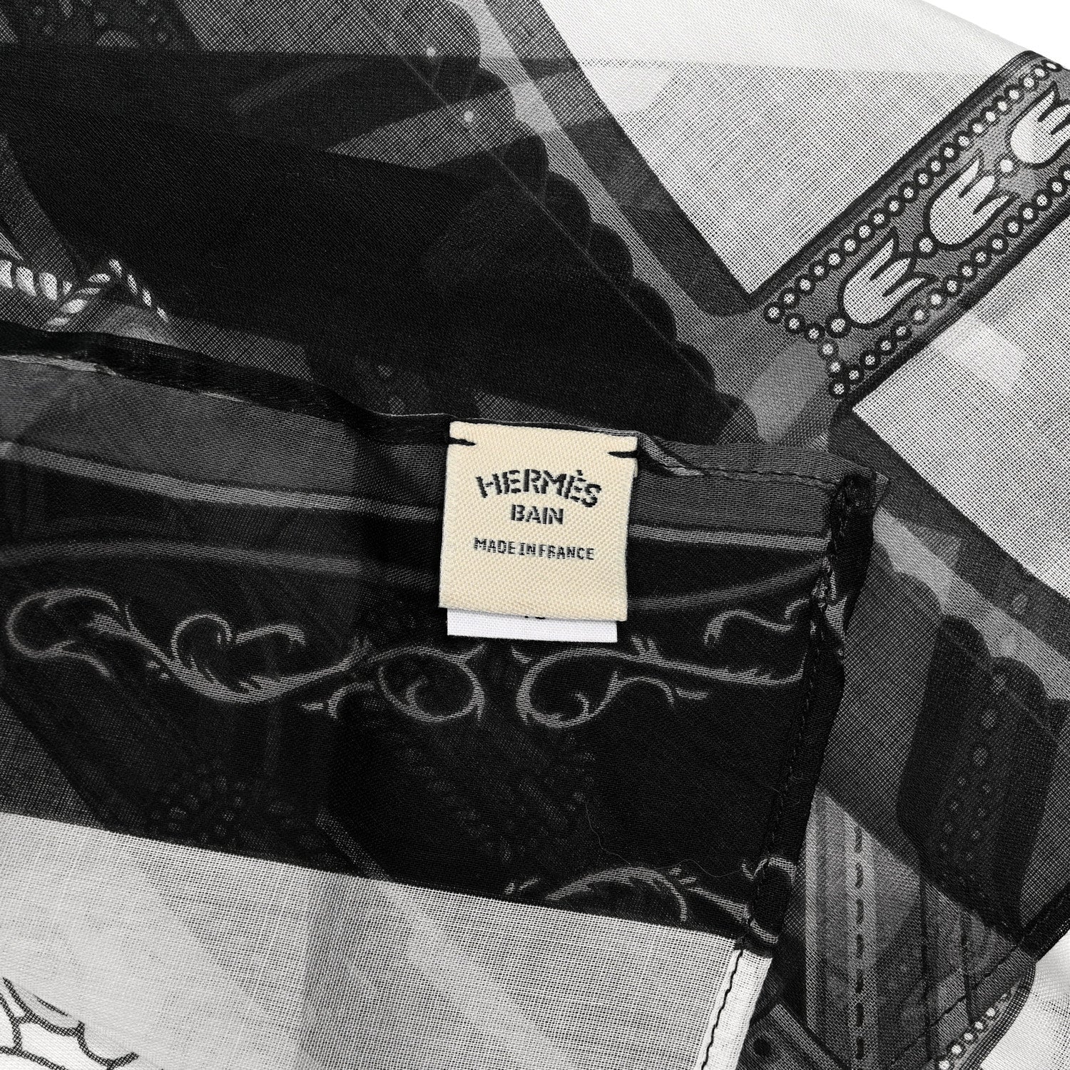 Hermes Cotton La Berline Bayadere Pareo Black 2 of 3