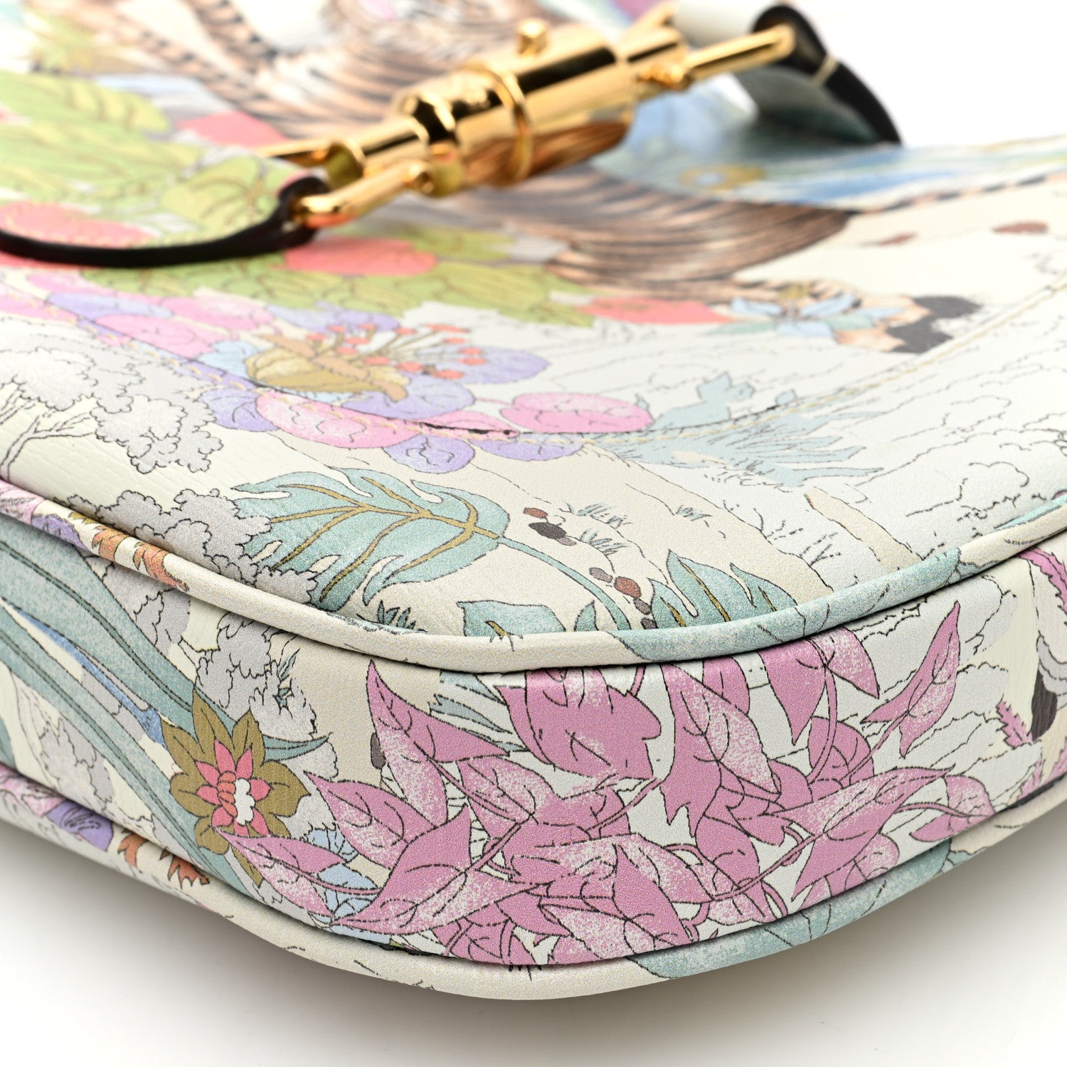 Gucci New Shangai Calfskin Tiger Savanah Small Jackie 1961 Hobo Chalky White Multicolor 9 of 9